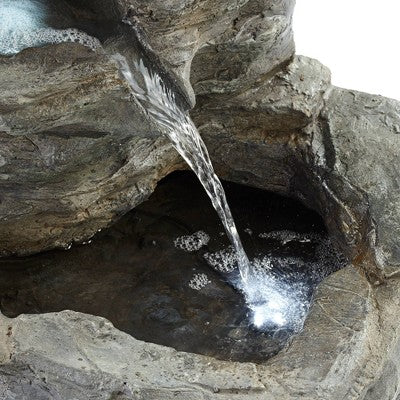  John Timberland Zen Outdoor Floor Water Fountain With Light LED 22" High 4 Tiered Cascading Rock For Yard Garden Patio Deck Home