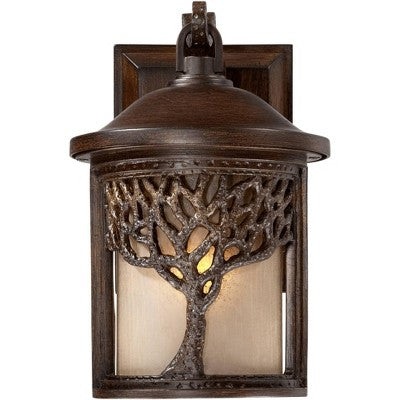  John Timberland Rustic Outdoor Wall Light Fixture Bronze 9 1/2" Tree Etched Glass Sconce For Exterior House Deck Patio Porch Lighting